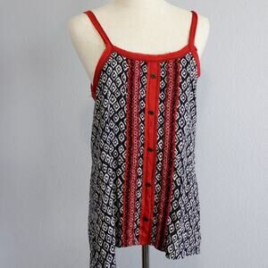 Live To Be Spoiled Deconstructed Red and Black Spaghetti Strap Blouse Size M